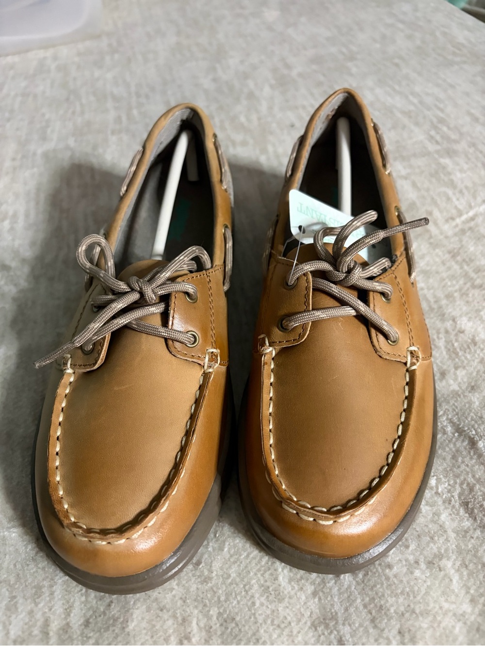 Apex Women's Tan Leather Boat Loafers
